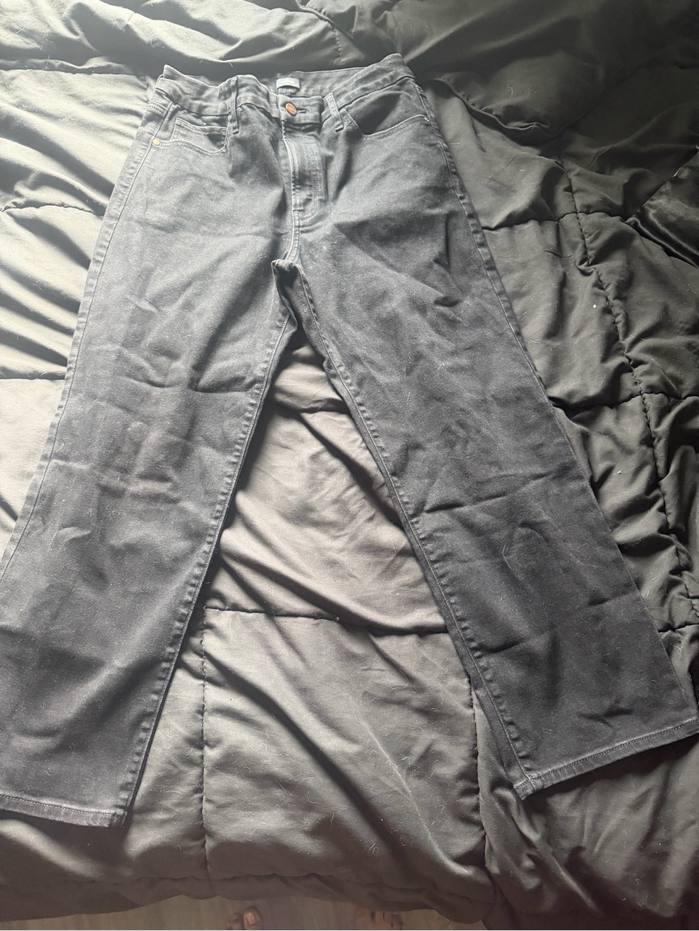 4 free people jeans Black Straight-Leg Jeans, barrel and cuffed wide leg.